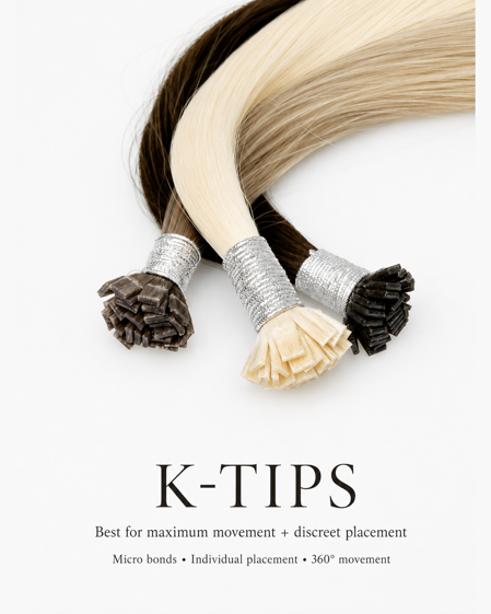 Close-up of Seam & Strand micro K-Tip keratin bonds
